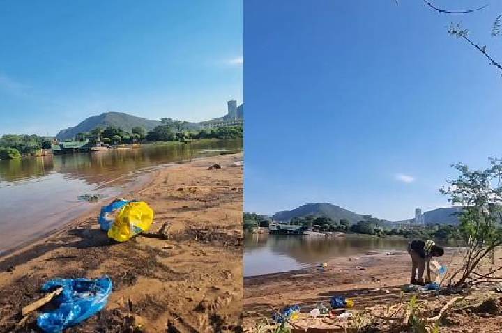 Acúmulo de lixo em praia de Aragarças antes da temporada reacende debate sobre conscientização