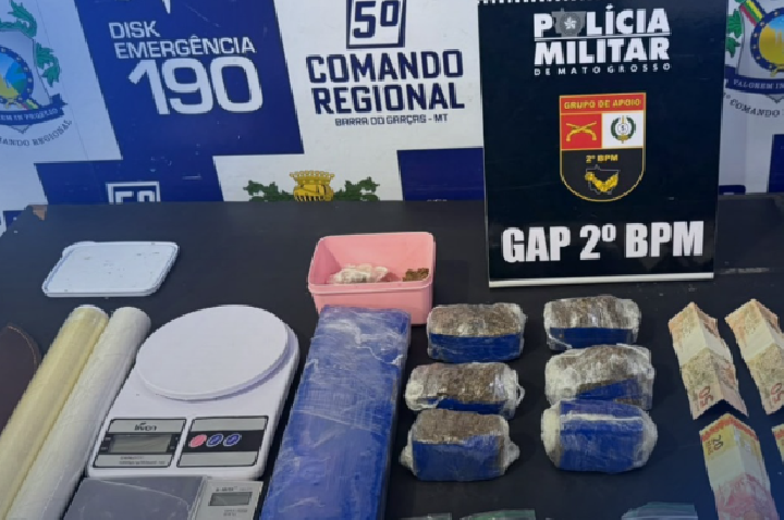 GAP apreende adolescente com mais de 1,6 kg de maconha, cocaína e materiais ligados ao tráfico em Barra do Garças