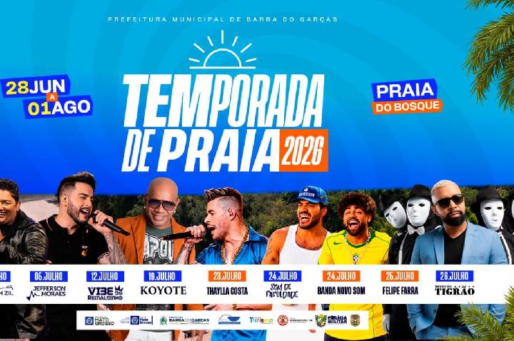 Prefeitura divulga atrações da Temporada de Praia 2026 com shows na Praia do Bosque e na Arena do Porto do Baé