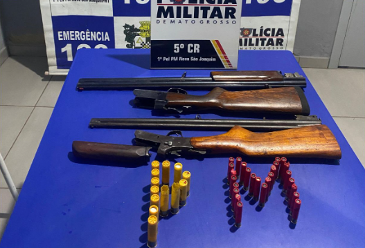 PM apreende armas e carne de caça ilegal na zona rural de Novo São Joaquim