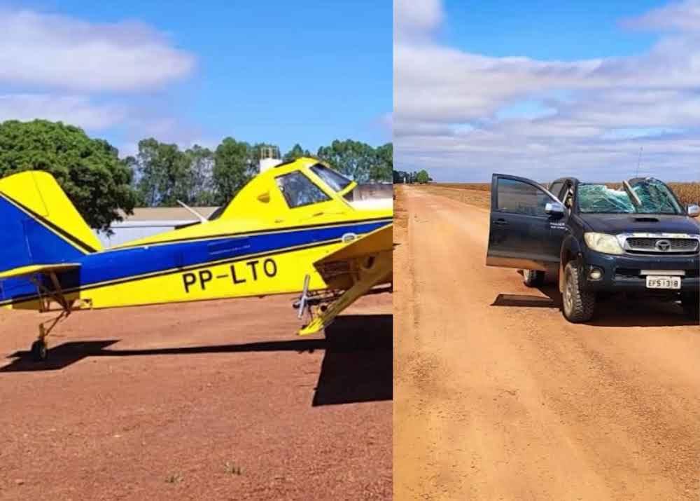 Funcionário morre após avião agrícola colidir com caminhonete em fazenda no MT