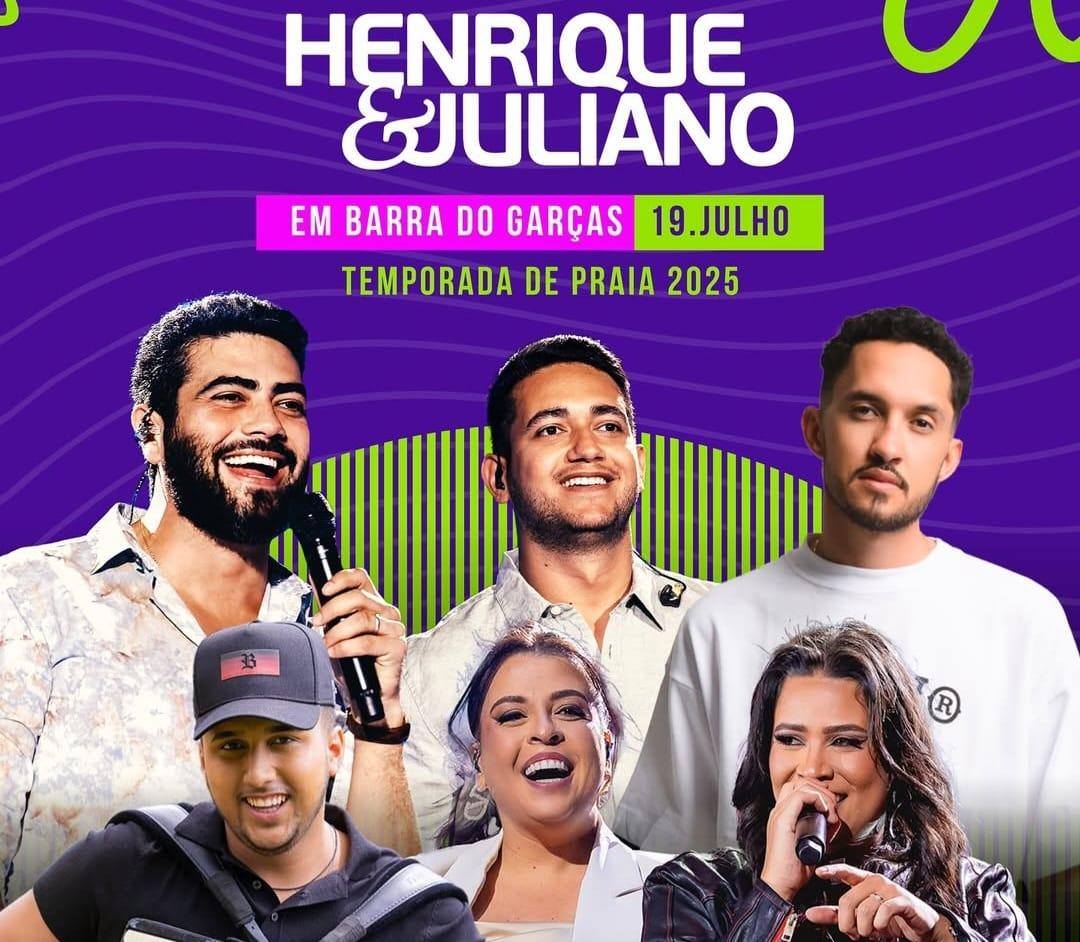 Grelo e mais atrações são confirmadas em show de Henrique e Juliano, em Barra do Garças