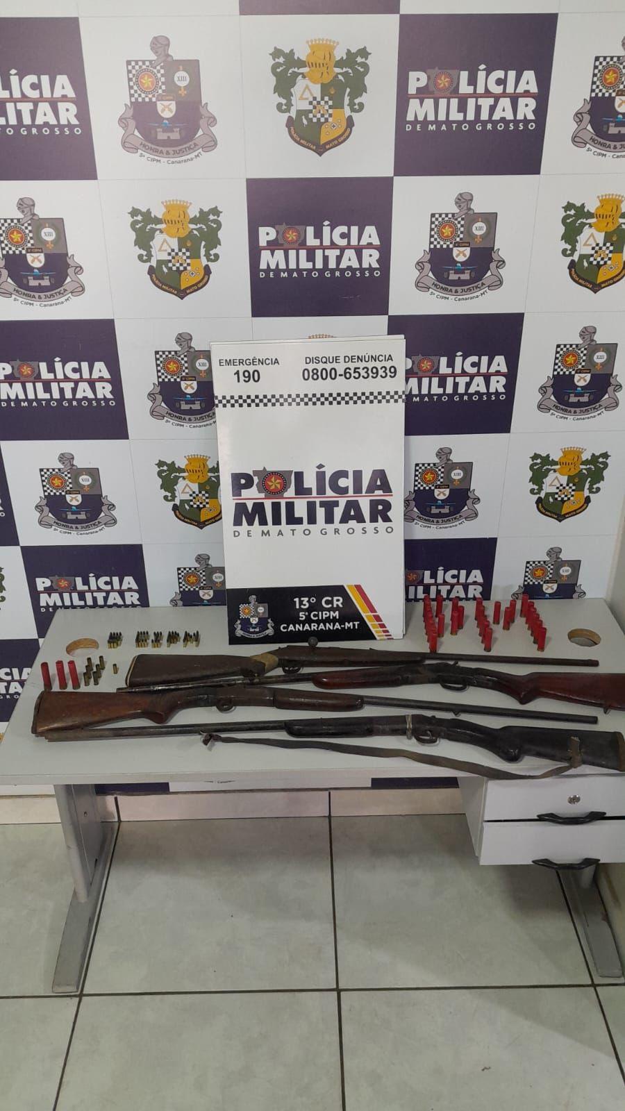 Homem é preso com arsenal após ameaçar moradores com arma de fogo em Canarana