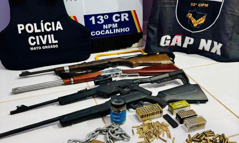 Policiais de MT frustram 57ª invasão de terras, prendem seis suspeitos e apreendem arsenal de armas no Araguaia