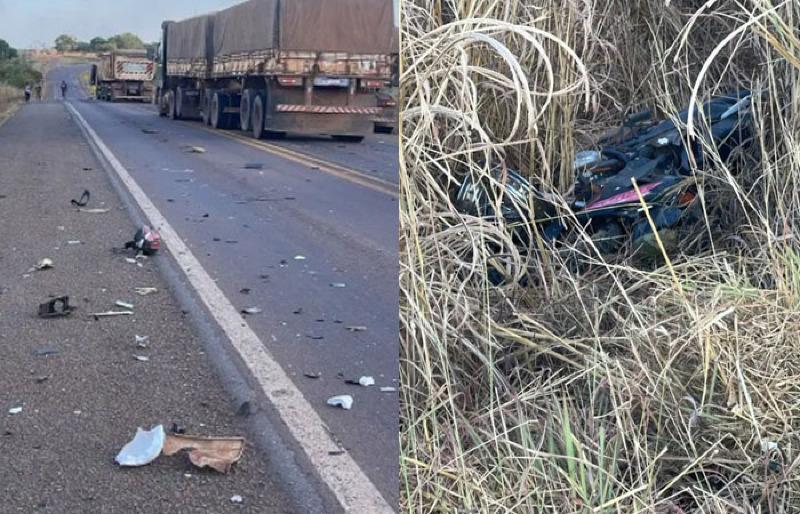 Colisão entre moto e caminhão mata pai e filhos na BR-158, na região Araguaia