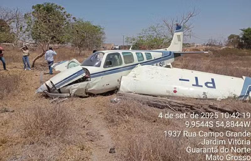 Grávida fica ferida após avião fazer pouso forçado em MT