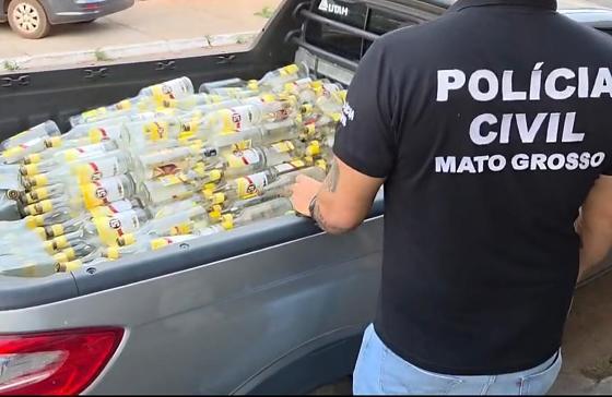 Polícia Civil e Vigilância Sanitária fecham fábrica clandestina de bebidas destiladas em Várzea Grande