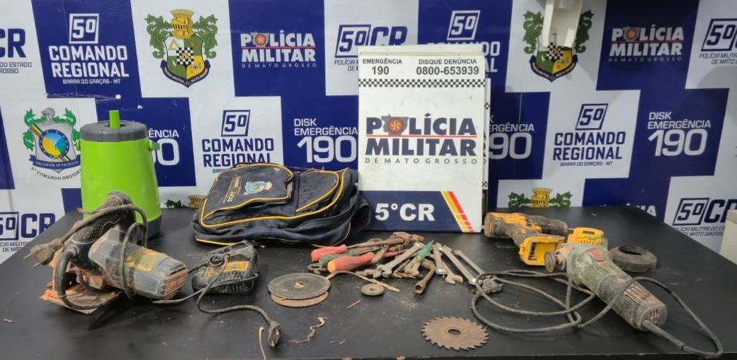 PM prende suspeito e recupera ferramentas furtadas em Barra do Garças