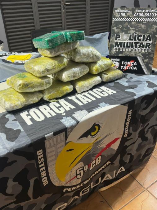 Força Tática apreende mais de 7 kg de drogas em ônibus na BR-070