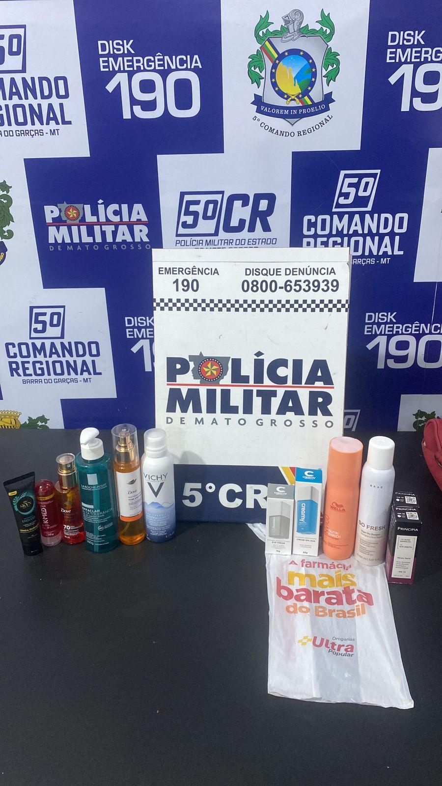 Mulher é presa após furtar lubrificante íntimo e cosméticos em Barra do Garças