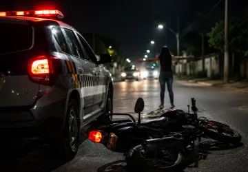 Motociclista fica ferido após tentar desviar de mulher e bater em viatura da PM em Pontal do Araguaia