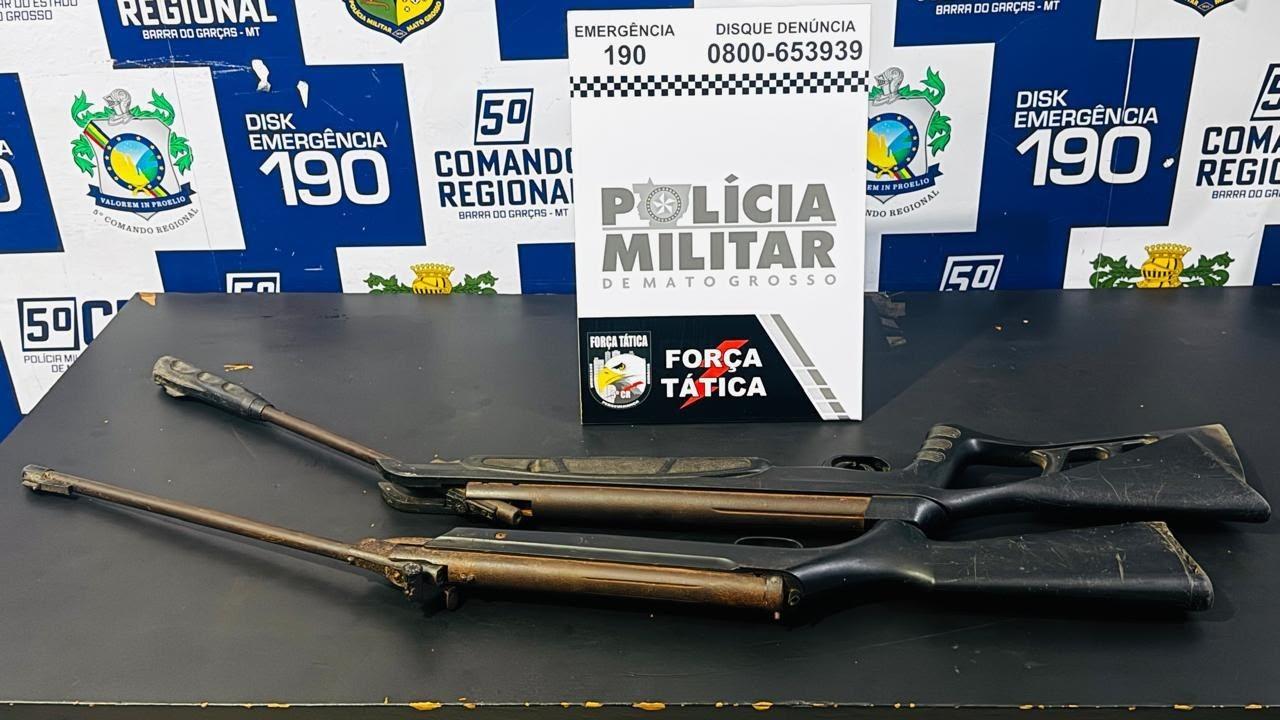 Força Tática prende suspeito e apreende armas de fogo adaptadas em Barra do Garças