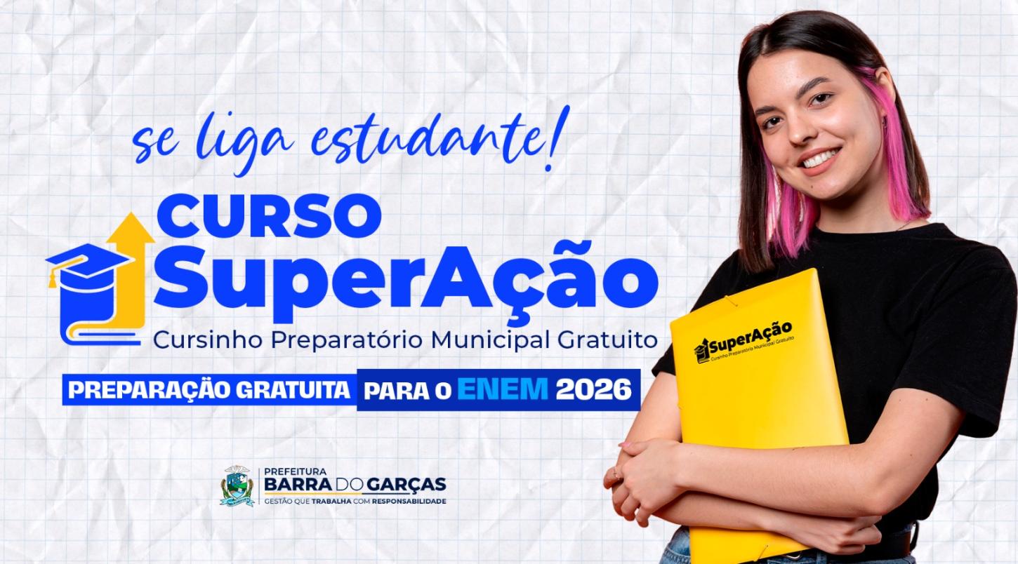 Prefeitura de Barra do Garças oferece cursinho preparatório para o Enem 2026