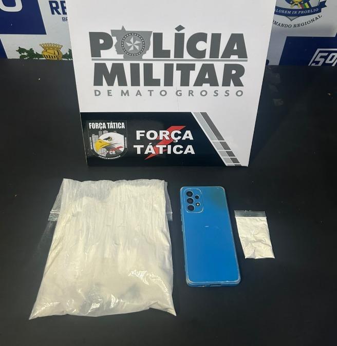 Homem é preso com 210 gramas de cocaína após denúncia de tráfico em Barra do Garças